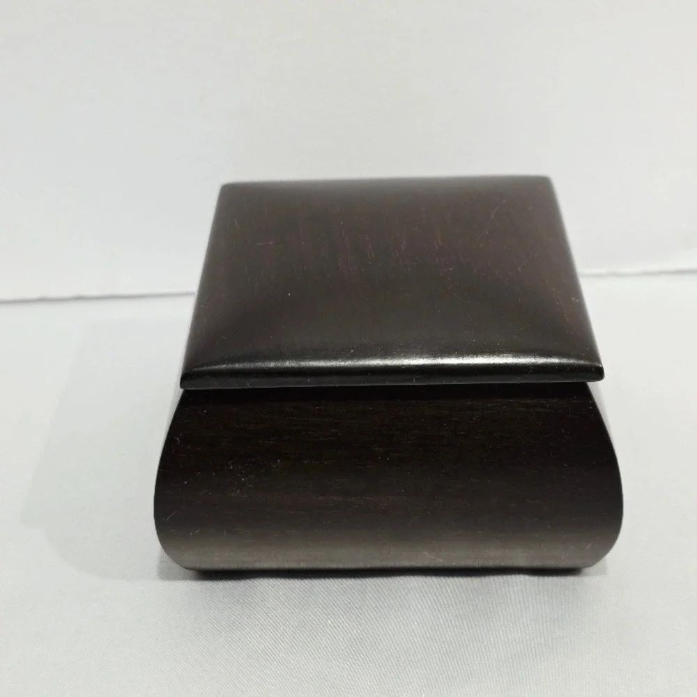 Vintage Ebonized‎ Walnut Wood Trinket Box Keepsake Jewelry Storage Signed